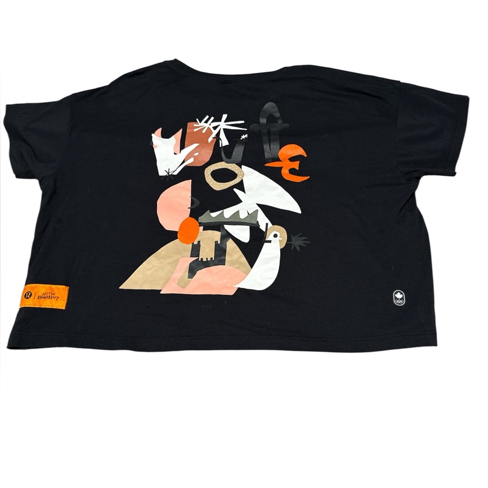 Lululemon Rare Limited Edition Olympic Collab Cropped Black Tee. Size 6